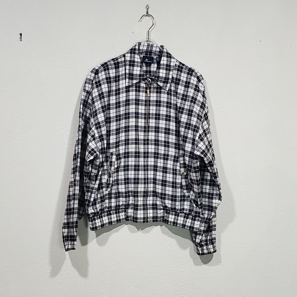 LizSport Vintage Men's Plaid Bomber Jacket Size Small 100% Cotton Size Small